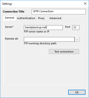 Configuration of the SFTP plug-in: General
