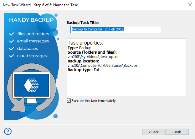 Step 6 - setting the task name in simple mode