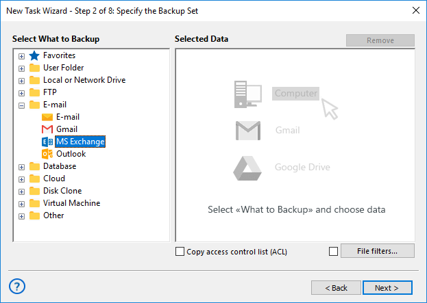 Adding the MS Exchange Plug-in to Backup Set