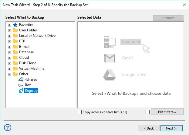 Selecting Registry plug-in