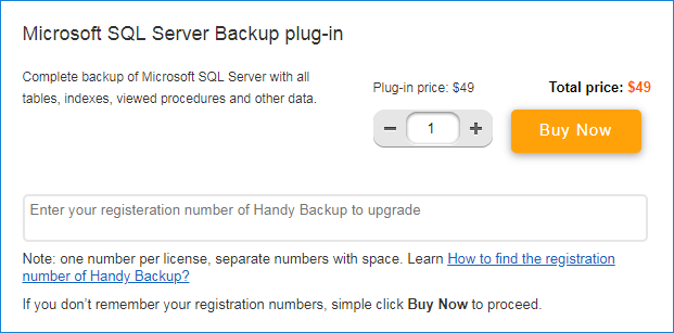 Buying the MS SQL Plugin for Handy Backup Standard or Handy Backup Professional