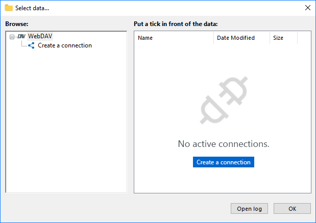 Create a connection via WebDAV