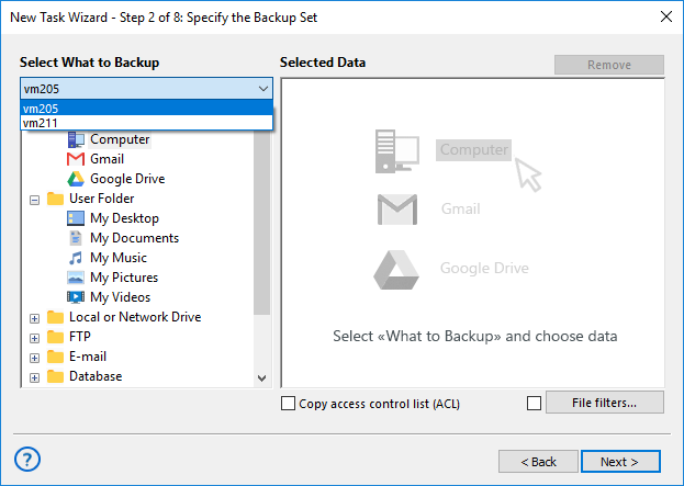 Selecting workstation in Server′s dropdown menu