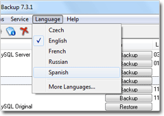 Languages in Handy Backup 7.3.1