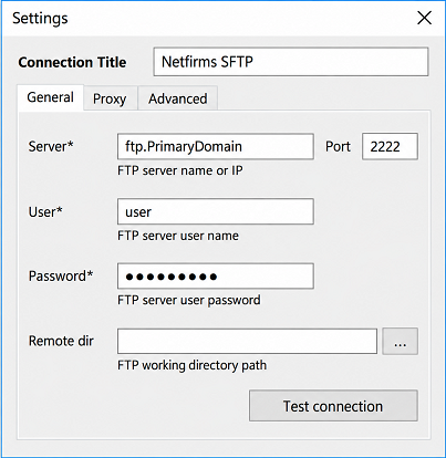 Netfirms Email Backup FTP Configuration Settings