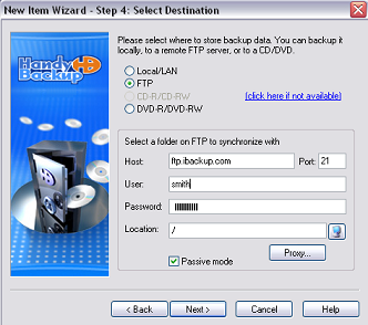 Backup to iBackup Web Space